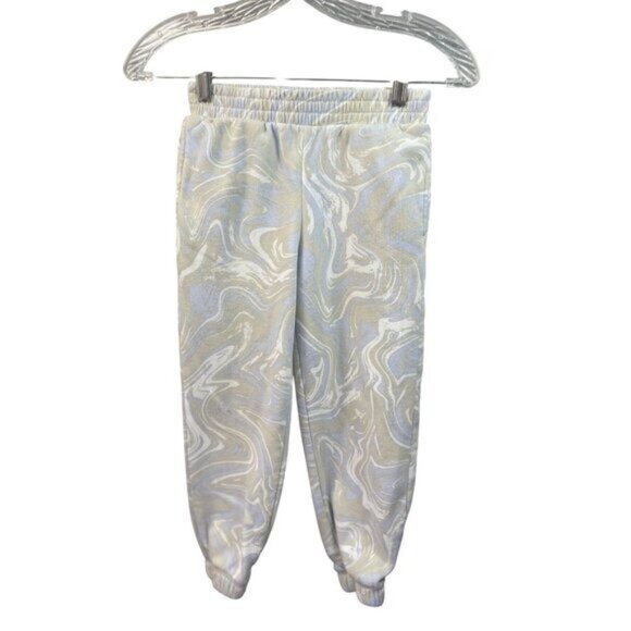 Vintage Style Marble Print Jogger Pants‎ With Elastic Waist & Cuffs - Picture 1 of 11